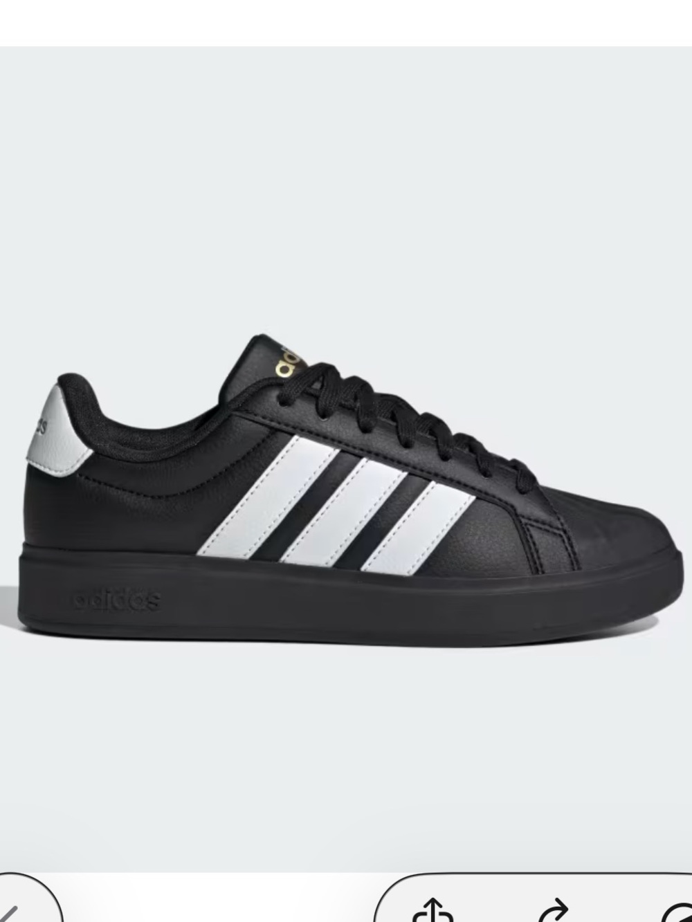NWT Adidas Black White Shell-Toe Low-Top Sneakers with Gold Logo